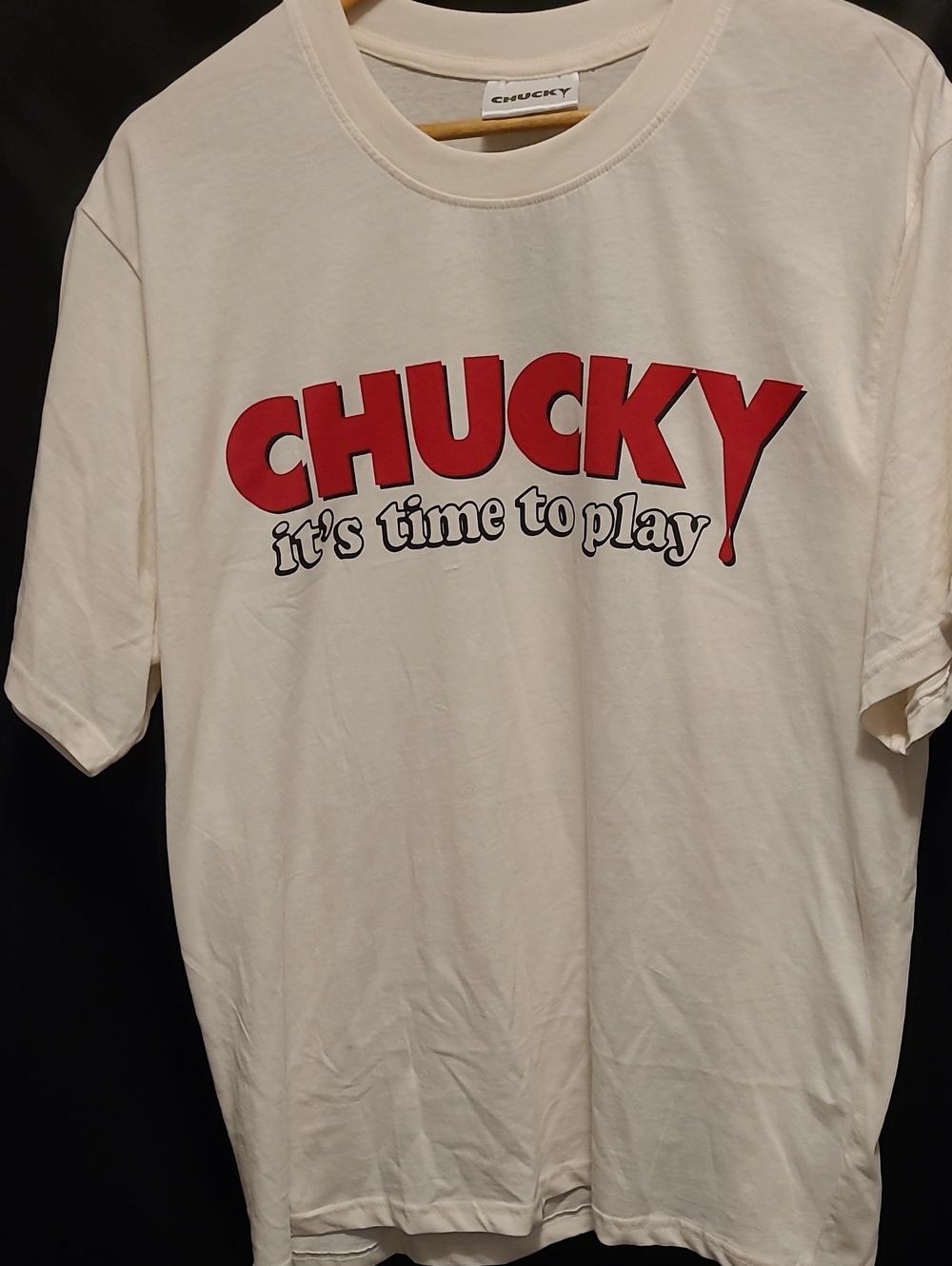 Chucky "ITS TIME TO PLAY" COMIC STYLE PORYRAIT GRAPHIC TEE SIZE Med NWT